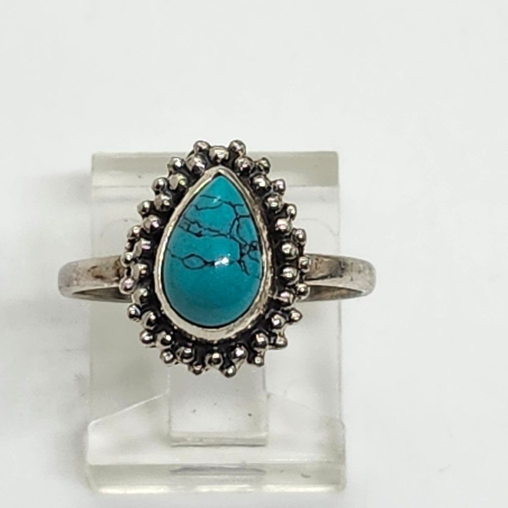 ring 925 sterling silver turquoise‎ size 7